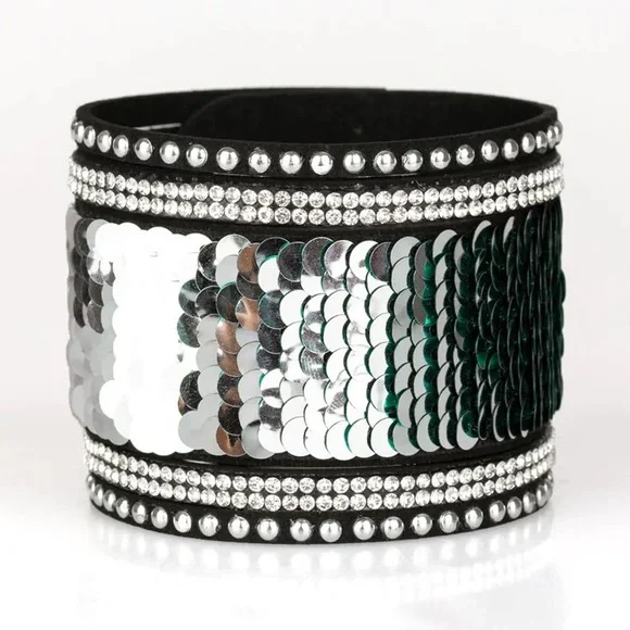 Mermaids Have More Fun Green To Silver Sequin Urban Bracelet - Picture 4 of 4
